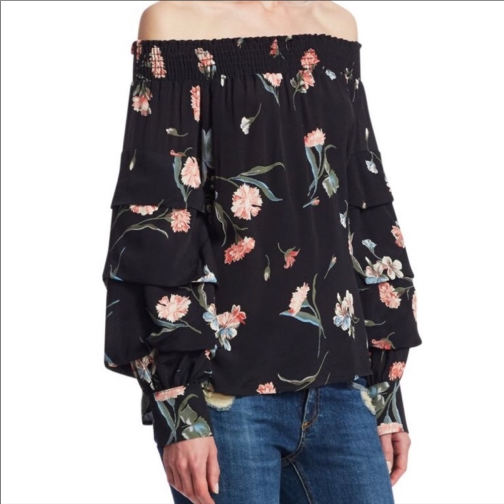 Scripted Off Shoulder Floral Blouse